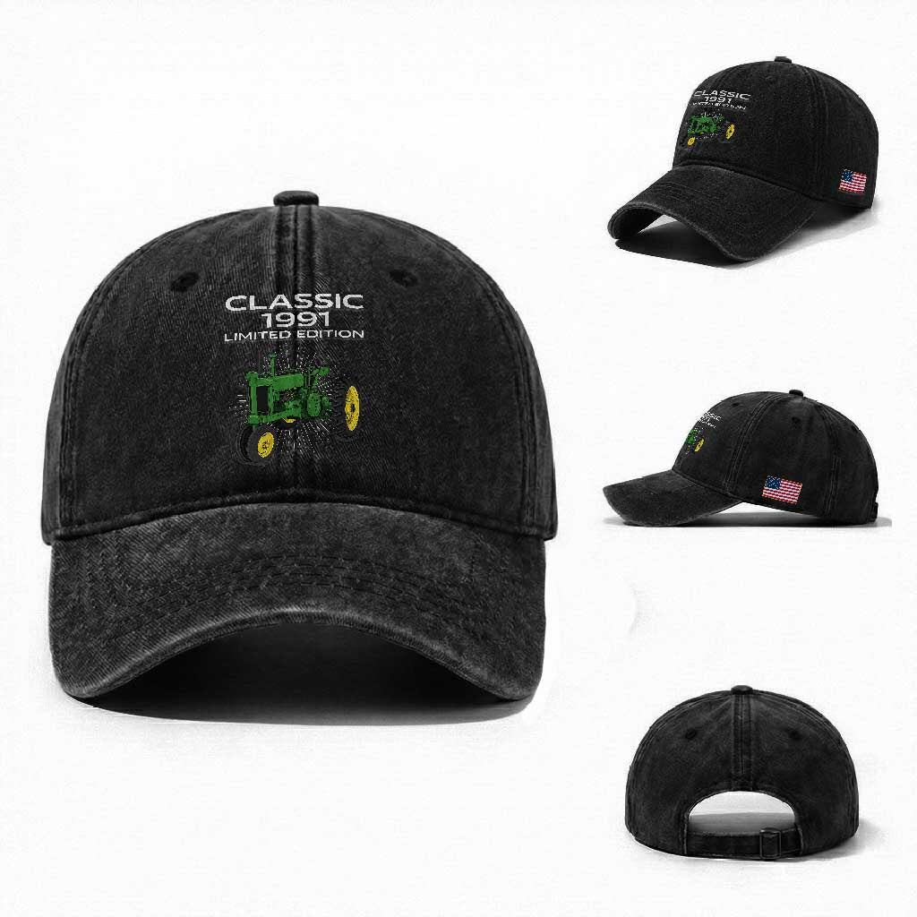 35th Birthday 1991 Limited Edition Classic Farm Tractor Washed Cotton Baseball Cap
