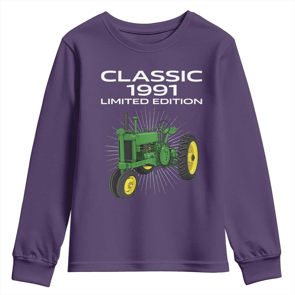 35th Birthday 1991 Limited Edition Classic Farm Tractor Youth Sweatshirt