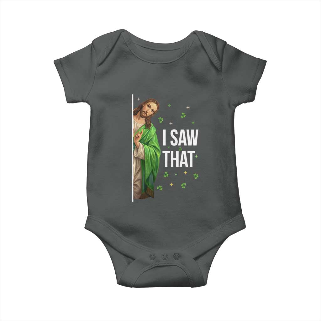 Christian Jesus St Patricks Day Meme Baby Onesie I Saw That TS14 Dark Heather Print Your Wear
