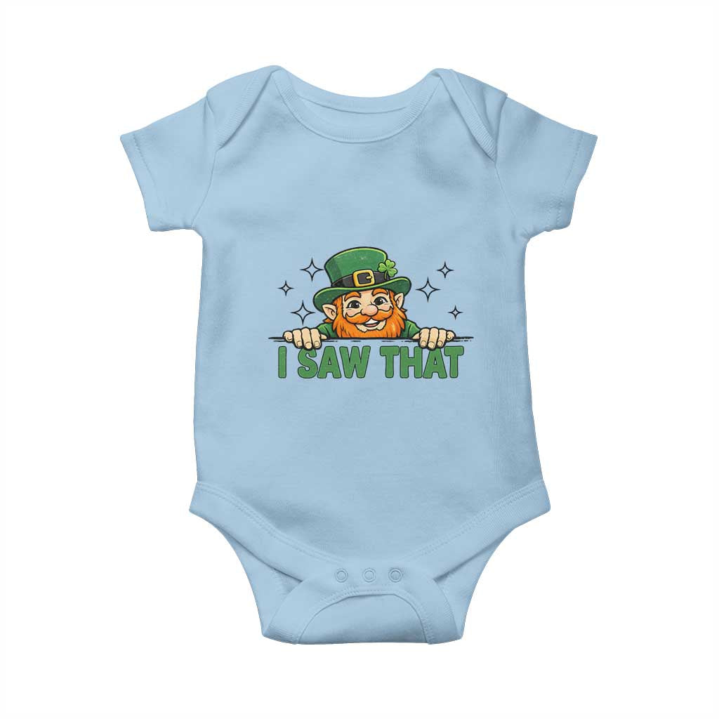 I Saw That Baby Onesie Funny Leprechaun St Patricks Day Meme TS14 Light Blue Print Your Wear