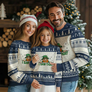 I Saw That Ugly Christmas Sweater Funny Leprechaun St Patricks Day Meme TS14 Beige Navy Print Your Wear