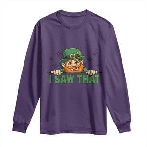 I Saw That Long Sleeve Shirt Funny Leprechaun St Patricks Day Meme TS14 Purple Print Your Wear