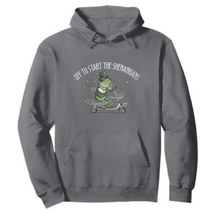 Funny Frog St Patricks Day Meme Hoodie Off To Start The Shenanigans TS14 Charcoal Print Your Wear