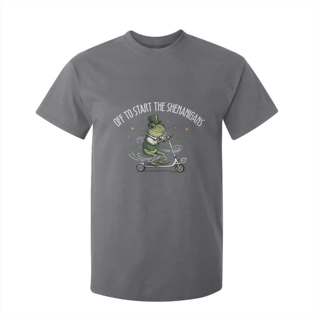 Funny Frog St Patricks Day Meme T Shirt For Kid Off To Start The Shenanigans TS14 Charcoal Print Your Wear
