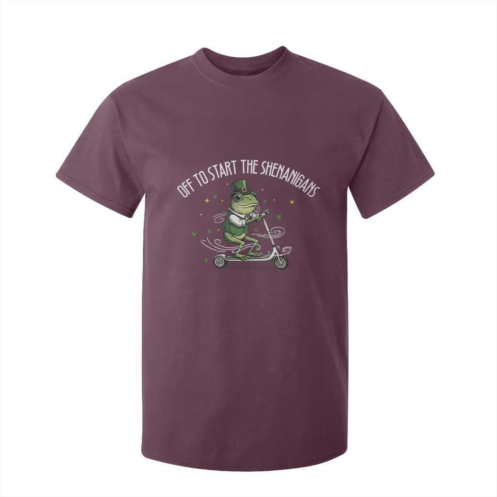 Funny Frog St Patricks Day Meme T Shirt For Kid Off To Start The Shenanigans TS14 Maroon Print Your Wear