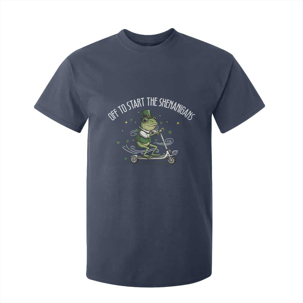 Funny Frog St Patricks Day Meme T Shirt For Kid Off To Start The Shenanigans TS14 Navy Print Your Wear