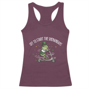 Funny Frog St Patricks Day Meme Racerback Tank Top Off To Start The Shenanigans TS14 Maroon Print Your Wear