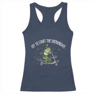 Funny Frog St Patricks Day Meme Racerback Tank Top Off To Start The Shenanigans TS14 Navy Print Your Wear
