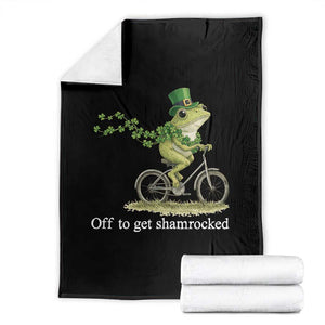 Funny Frog St Patricks Day Meme Throw Blanket Off To Get Shamrocked TS14 Black Print Your Wear