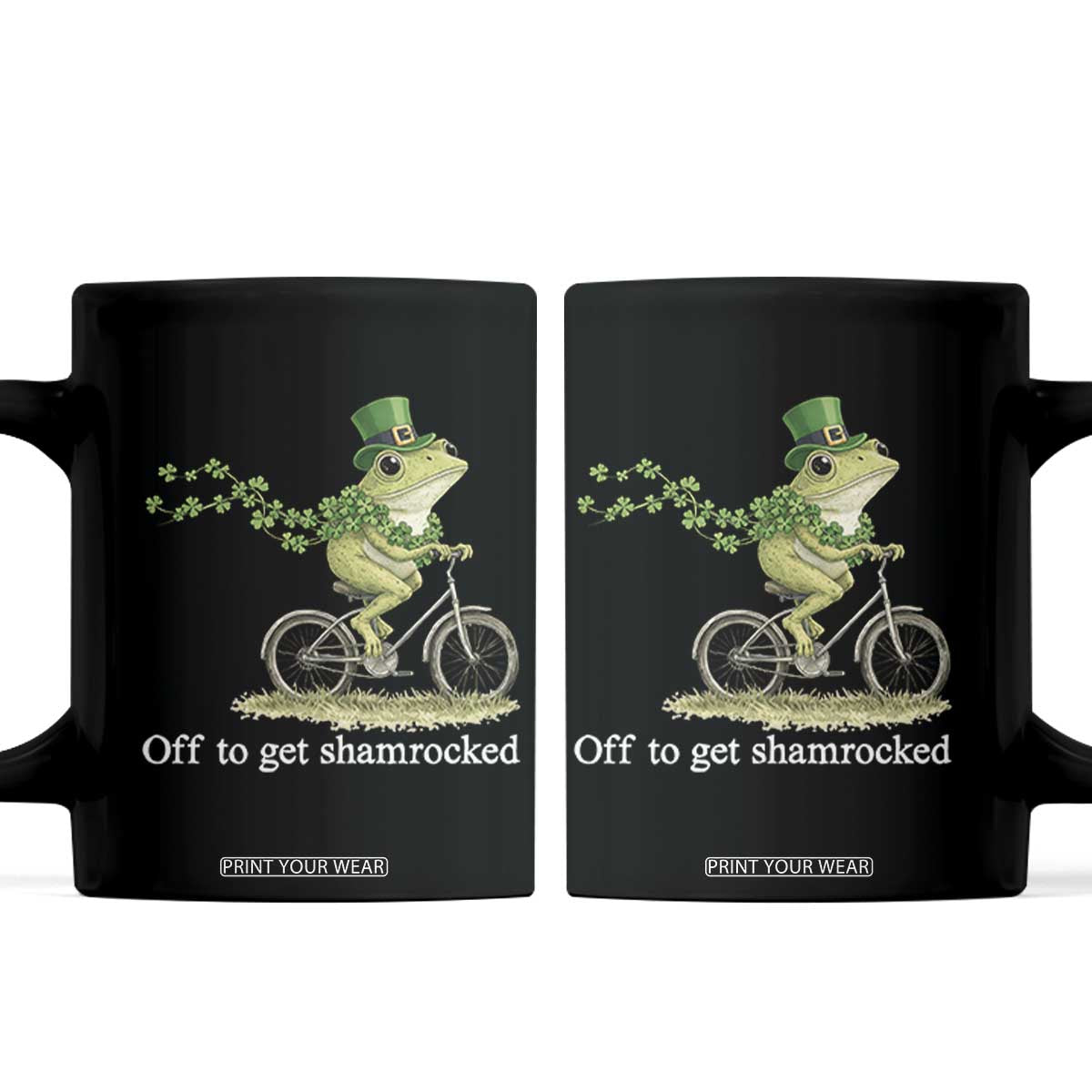 Funny Frog St Patricks Day Meme Coffee Mug Off To Get Shamrocked TS14 Black Print Your Wear