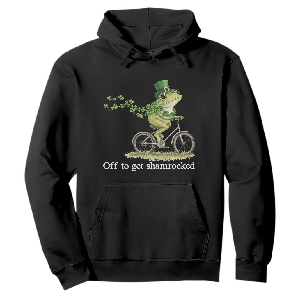 Funny Frog St Patricks Day Meme Hoodie Off To Get Shamrocked TS14 Black Print Your Wear