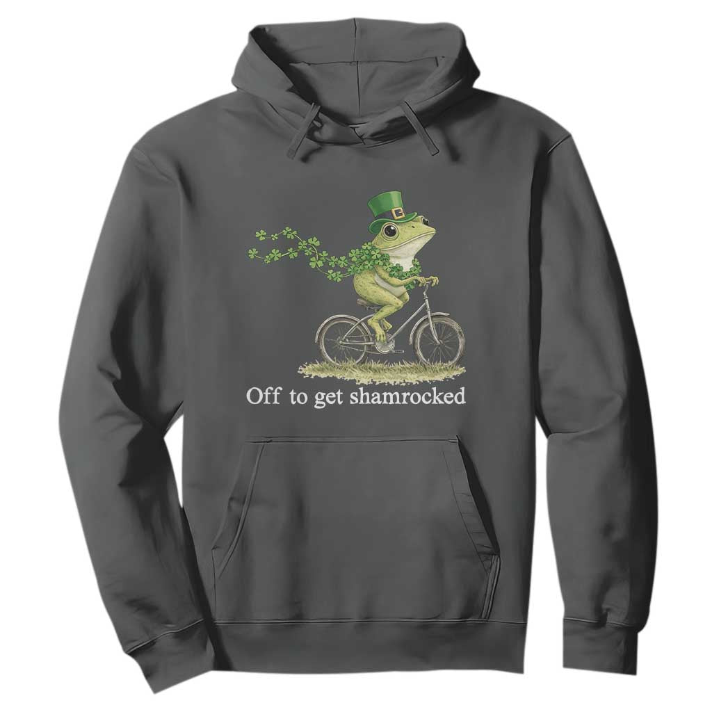 Funny Frog St Patricks Day Meme Hoodie Off To Get Shamrocked TS14 Dark Heather Print Your Wear