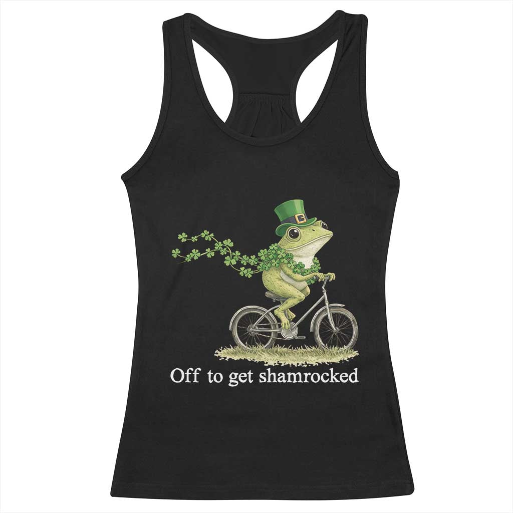 Funny Frog St Patricks Day Meme Racerback Tank Top Off To Get Shamrocked TS14 Black Print Your Wear
