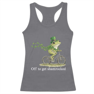 Funny Frog St Patricks Day Meme Racerback Tank Top Off To Get Shamrocked TS14 Charcoal Print Your Wear