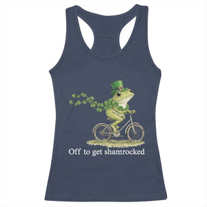 Funny Frog St Patricks Day Meme Racerback Tank Top Off To Get Shamrocked TS14 Navy Print Your Wear