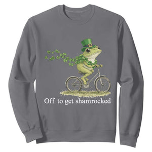 Funny Frog St Patricks Day Meme Sweatshirt Off To Get Shamrocked TS14 Charcoal Print Your Wear