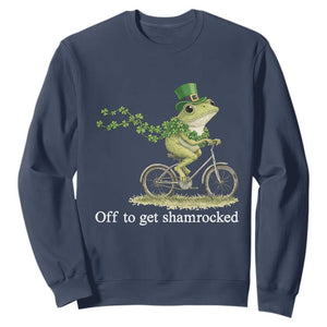 Funny Frog St Patricks Day Meme Sweatshirt Off To Get Shamrocked TS14 Navy Print Your Wear