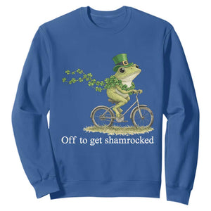 Funny Frog St Patricks Day Meme Sweatshirt Off To Get Shamrocked TS14 Royal Blue Print Your Wear