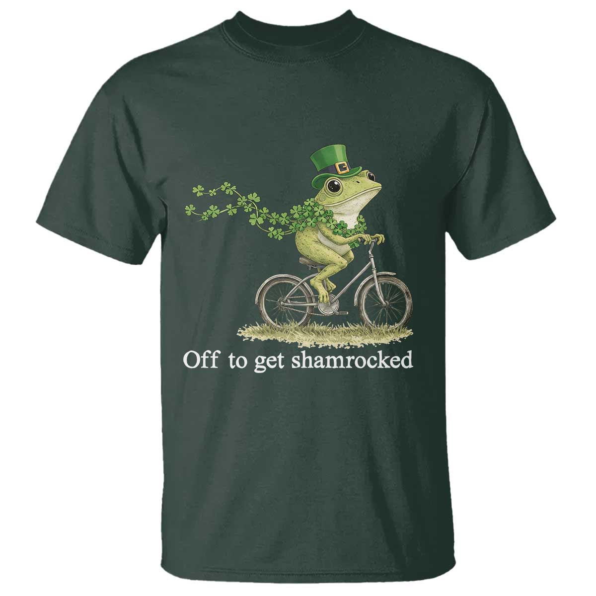 Funny Frog St Patricks Day Meme T Shirt Off To Get Shamrocked TS14 Dark Forest Green Print Your Wear