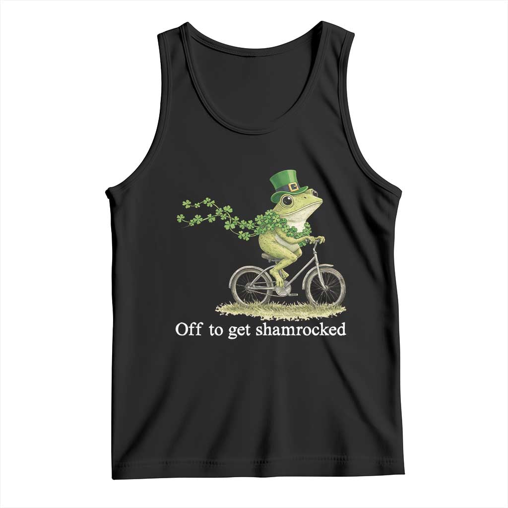 Funny Frog St Patricks Day Meme Tank Top Off To Get Shamrocked TS14 Black Print Your Wear