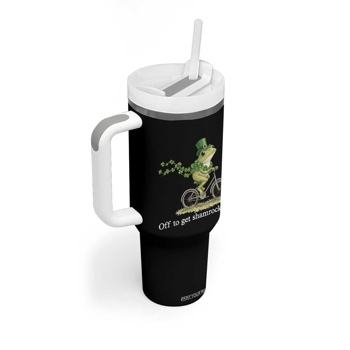 Funny Frog St Patricks Day Meme Tumbler With Handle Off To Get Shamrocked TS14 Print Your Wear
