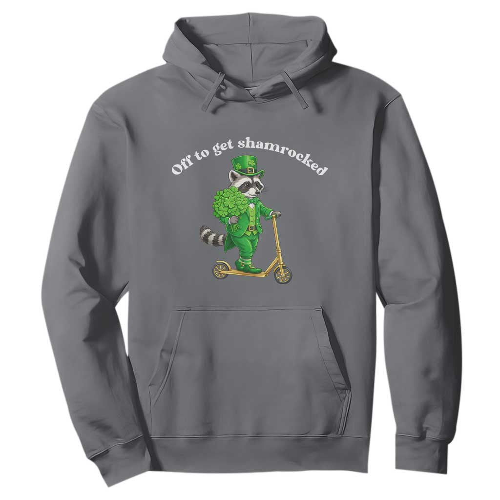 Funny Raccoon St Patricks Day Meme Hoodie Off To Get Shamrocked TS14 Charcoal Print Your Wear