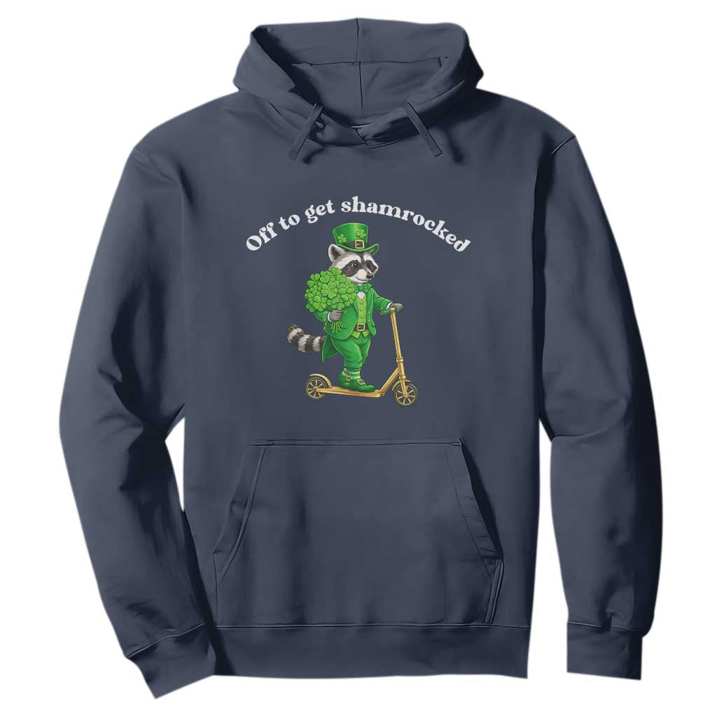 Funny Raccoon St Patricks Day Meme Hoodie Off To Get Shamrocked TS14 Navy Print Your Wear