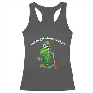Funny Raccoon St Patricks Day Meme Racerback Tank Top Off To Get Shamrocked TS14 Dark Heather Print Your Wear