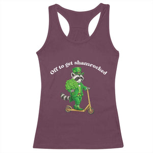 Funny Raccoon St Patricks Day Meme Racerback Tank Top Off To Get Shamrocked TS14 Maroon Print Your Wear