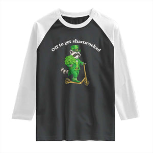 Funny Raccoon St Patricks Day Meme Raglan Shirt Off To Get Shamrocked TS14 Black White Print Your Wear