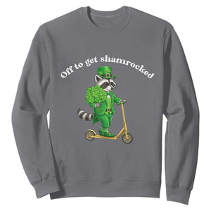 Funny Raccoon St Patricks Day Meme Sweatshirt Off To Get Shamrocked TS14 Charcoal Print Your Wear