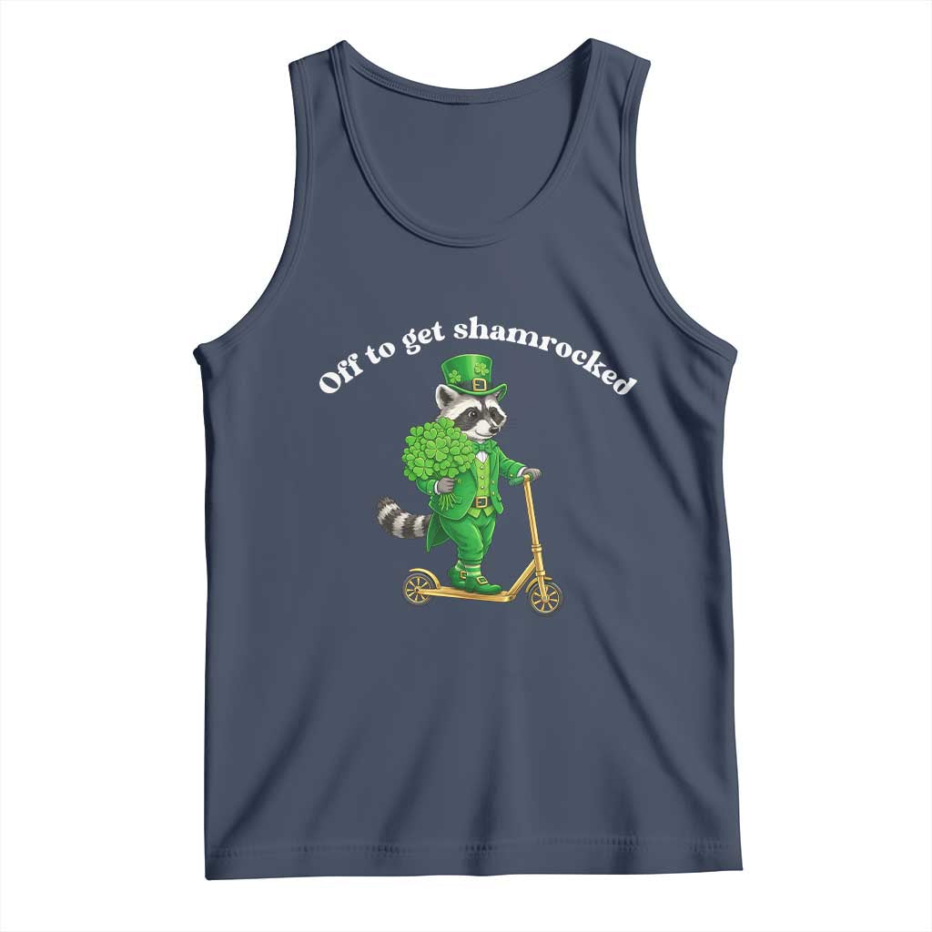 Funny Raccoon St Patricks Day Meme Tank Top Off To Get Shamrocked TS14 Navy Print Your Wear