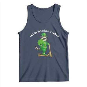 Funny Raccoon St Patricks Day Meme Tank Top Off To Get Shamrocked TS14 Navy Print Your Wear