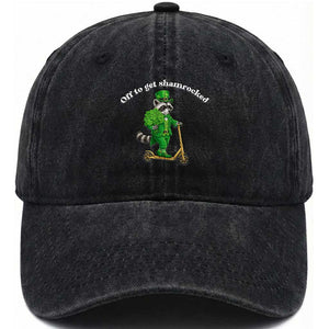 Funny Raccoon St Patricks Day Meme Washed Cotton Baseball Cap Off To Get Shamrocked TS14 Washed Cap Universal Fit Black Print Your Wear