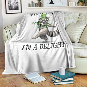Funny Raccoon St Patricks Day Meme Throw Blanket First Of All I Am Delight TS14 Print Your Wear