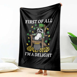 Funny St Patricks Day Raccoon Drinking Beer Throw Blanket First Of All I Am Delight TS14 Print Your Wear