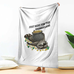 Funny Raccoon St Patricks Day Meme Throw Blanket Just Here For The Shenanigans TS14 Print Your Wear