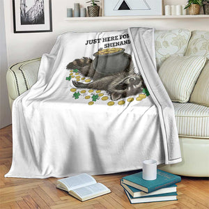 Funny Raccoon St Patricks Day Meme Throw Blanket Just Here For The Shenanigans TS14 Print Your Wear