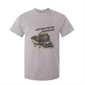 Funny Raccoon St Patricks Day Meme T Shirt For Kid Just Here For The Shenanigans TS14 Ice Gray Print Your Wear