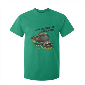 Funny Raccoon St Patricks Day Meme T Shirt For Kid Just Here For The Shenanigans TS14 Irish Green Print Your Wear