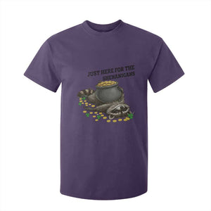 Funny Raccoon St Patricks Day Meme T Shirt For Kid Just Here For The Shenanigans TS14 Purple Print Your Wear