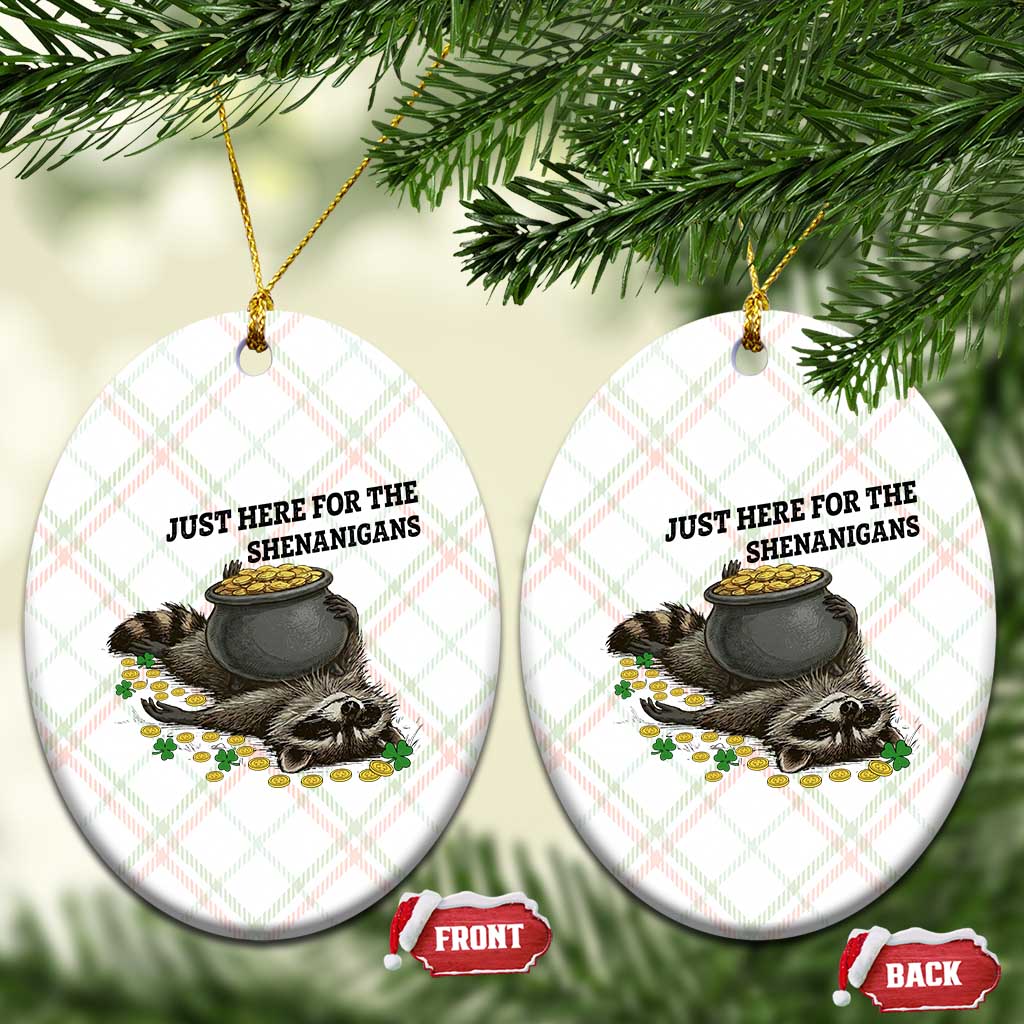 Funny Raccoon St Patricks Day Meme Ceramic Ornament Just Here For The Shenanigans TS14 Print Your Wear