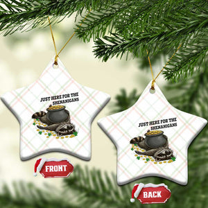 Funny Raccoon St Patricks Day Meme Ceramic Ornament Just Here For The Shenanigans TS14 Print Your Wear