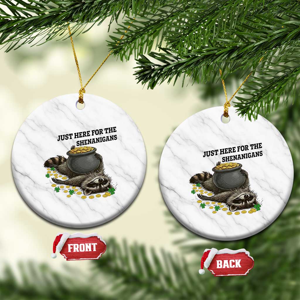 Funny Raccoon St Patricks Day Meme Ceramic Ornament Just Here For The Shenanigans TS14 1pc White Marble Print Your Wear