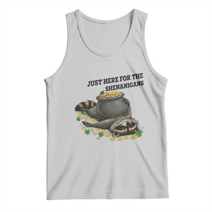 Funny Raccoon St Patricks Day Meme Tank Top Just Here For The Shenanigans TS14 Ash Print Your Wear