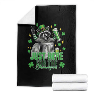 Funny Raccoon Drinking Beer St Patricks Day Throw Blanket Just Here For The Shenanigans TS14 Black Print Your Wear