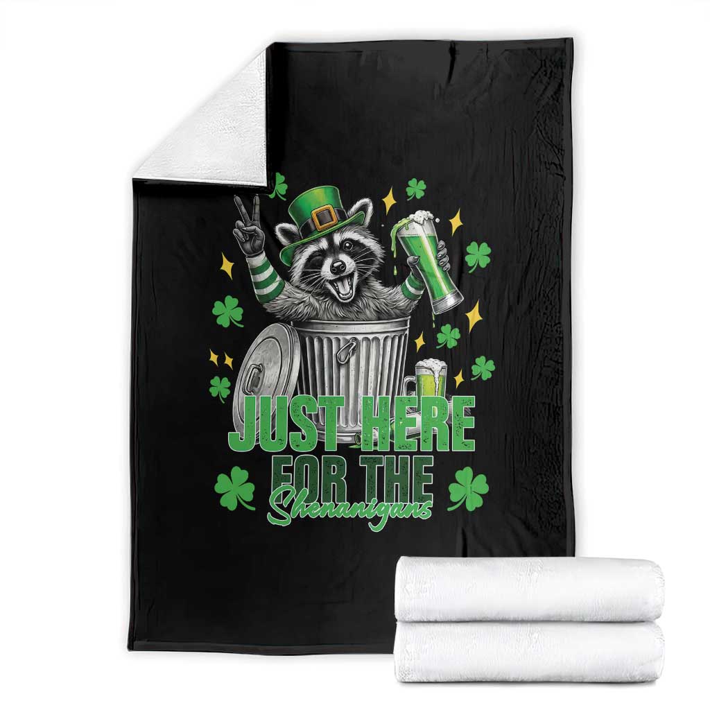 Funny Raccoon Drinking Beer St Patricks Day Throw Blanket Just Here For The Shenanigans TS14 Black Print Your Wear