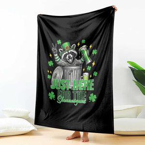 Funny Raccoon Drinking Beer St Patricks Day Throw Blanket Just Here For The Shenanigans TS14 Print Your Wear
