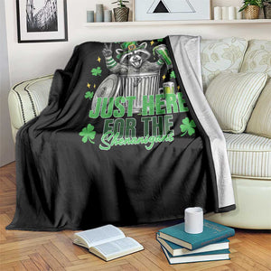Funny Raccoon Drinking Beer St Patricks Day Throw Blanket Just Here For The Shenanigans TS14 Print Your Wear