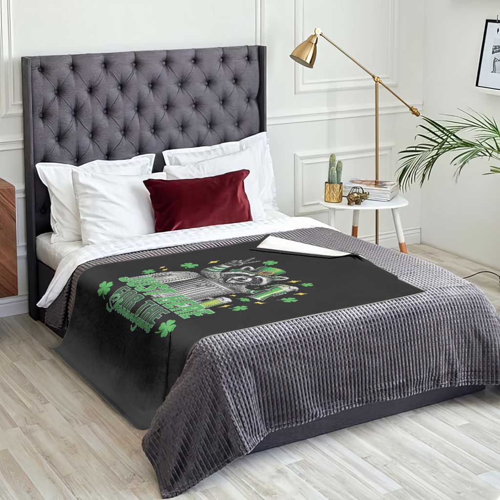 Funny Raccoon Drinking Beer St Patricks Day Throw Blanket Just Here For The Shenanigans TS14 Print Your Wear